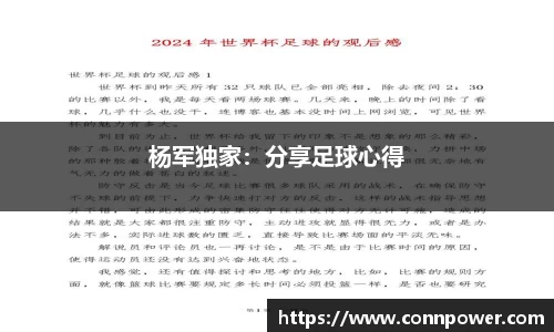 杨军独家：分享足球心得